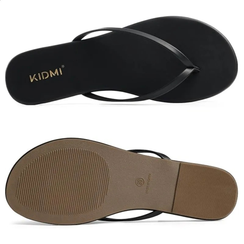 Comwarm 2026 Thong Flip Flops for Women Summer Beach Sandals Vegan Leather Fashion Flat Slippers with Rubber Sole 260414