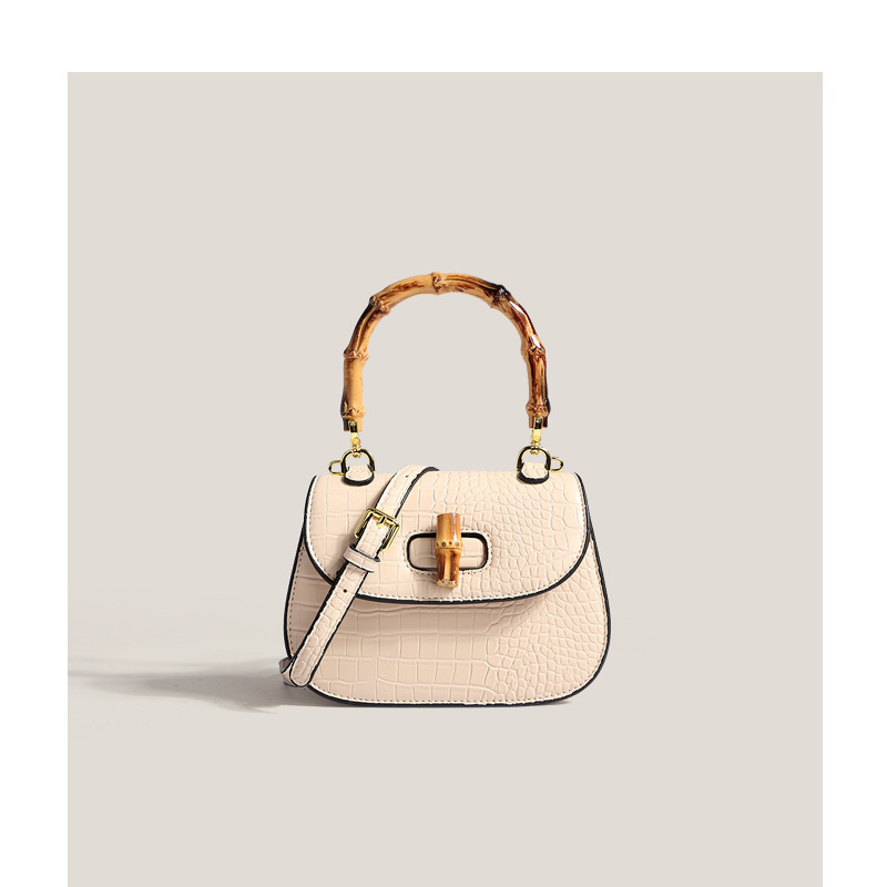 2026 Niche Bamboo Handheld Saddle Bag with High Quality and Light Luxury Crocodile Pattern Single Shoulder Bag for Women Trendy Crossbody Bag