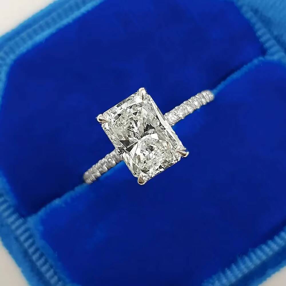 Fine Jewelry Supplier Women Engagement CVD Diamond 10K Solid Gold F VVS2 306 Ct Radiant Cut Ring Eternity Ring Lab Diamond