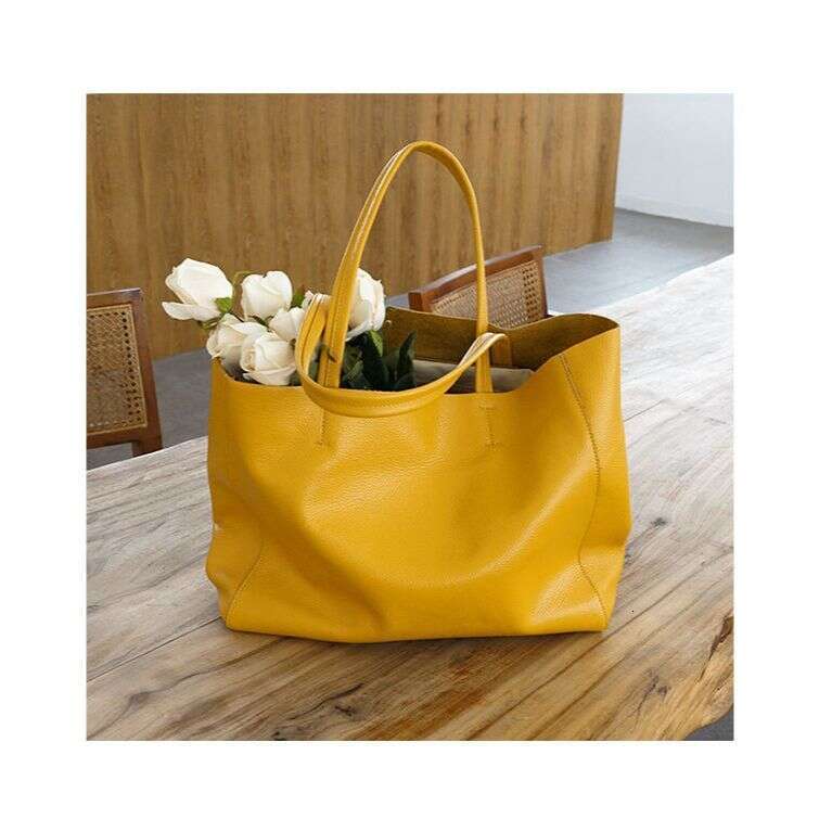 2026 New Women's Top Layer Cowhide Tote Bag Large Capacity Handbag Shoulder Bag Big Bag Fashion Class Commute Bag High Quality Genuine Leather SE