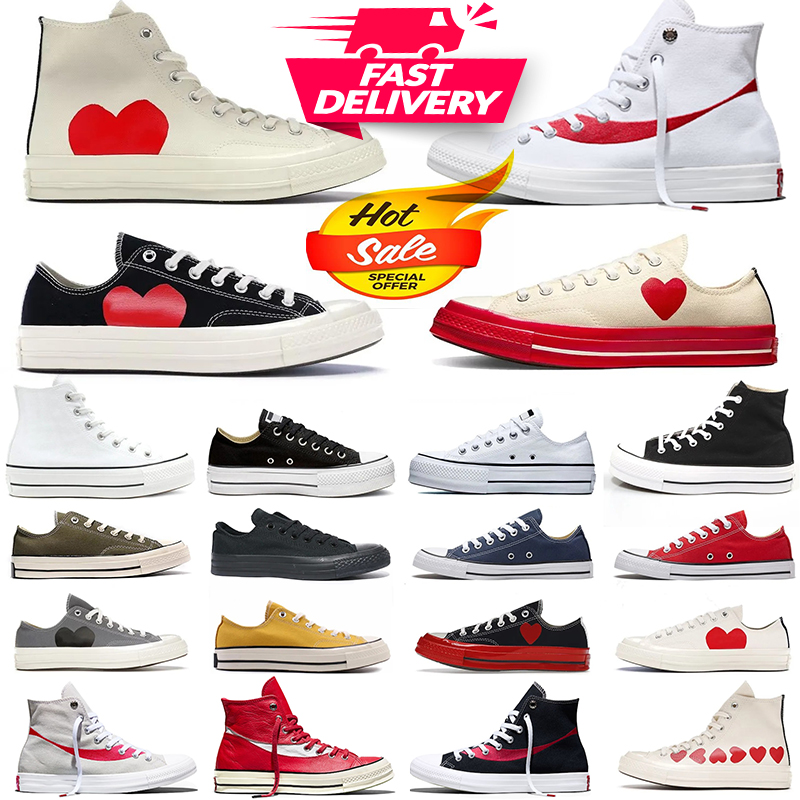 Designer Canvas Platform Racing Black Red Leather Low High Heart Chuck Converss Skateboard Sneakers Love Blue Grey Mens Womens Trainer Shoe 35-44