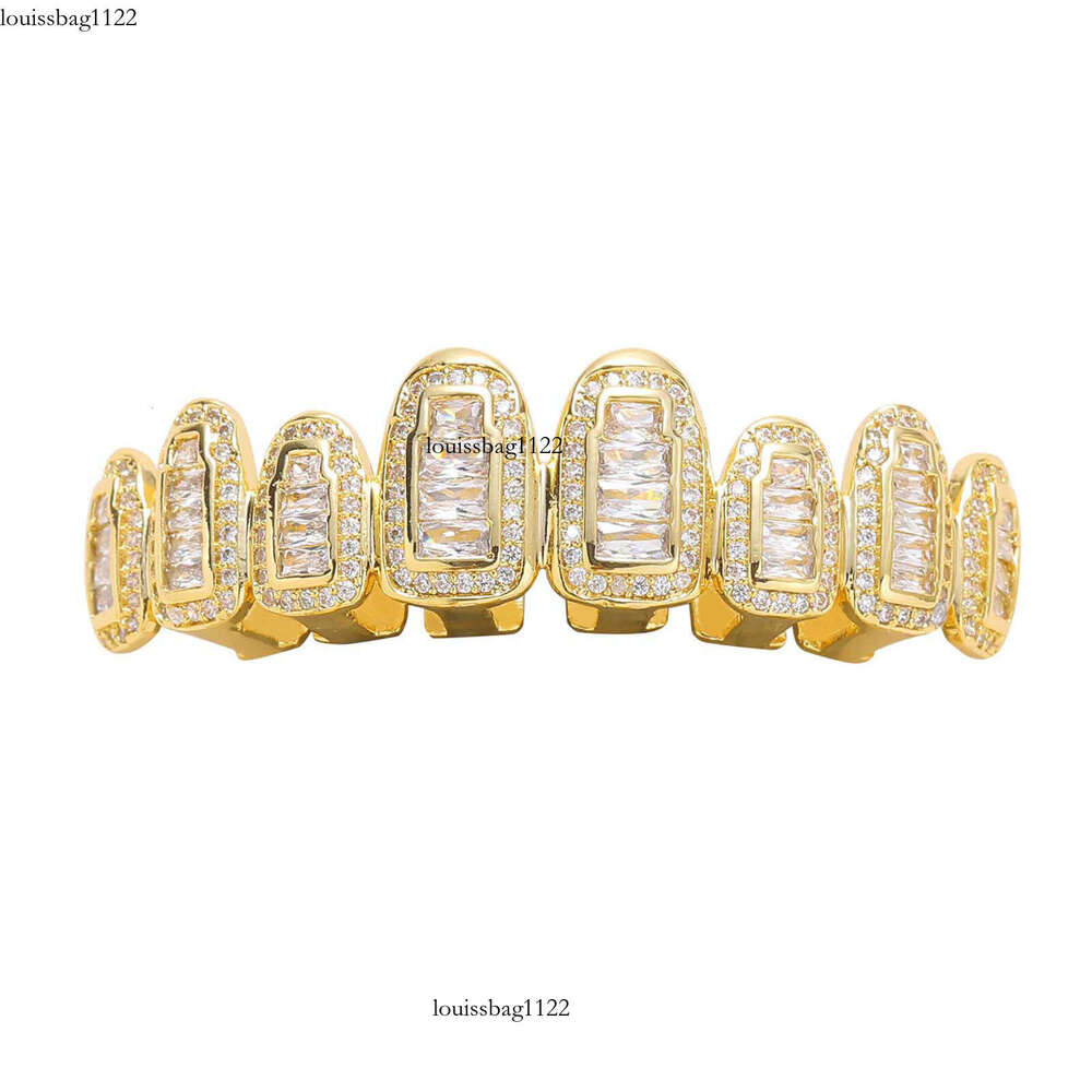 New Jewelry Accessories Eight-Tooth Grillz with Micro-Inlaid VVS Moissanite Gold Fangs Trendy Hip Hop Jewelry