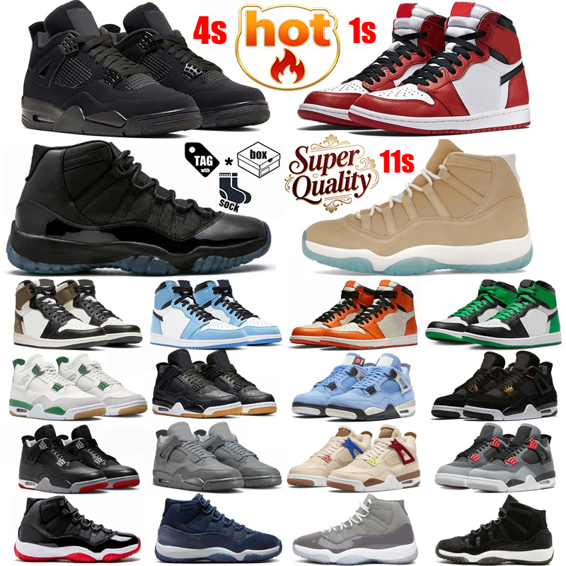 Designer 1 4 11 Basketball Shoes 1s Chicago Red 4s black cat 11s University Blue women Infrared Where The Wild Things Black Gum Smoky grey red 5.5-13