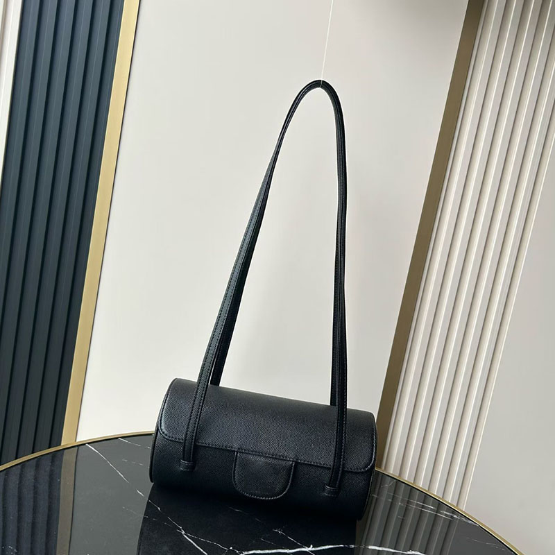 New Preppy bag Luxury Flap bowling bag designer bag 2026P Barrel-shaped Underarm bag Shiny Calfskin Shoulder bag Vintage handbag Fashion bag totebag Hobo bag