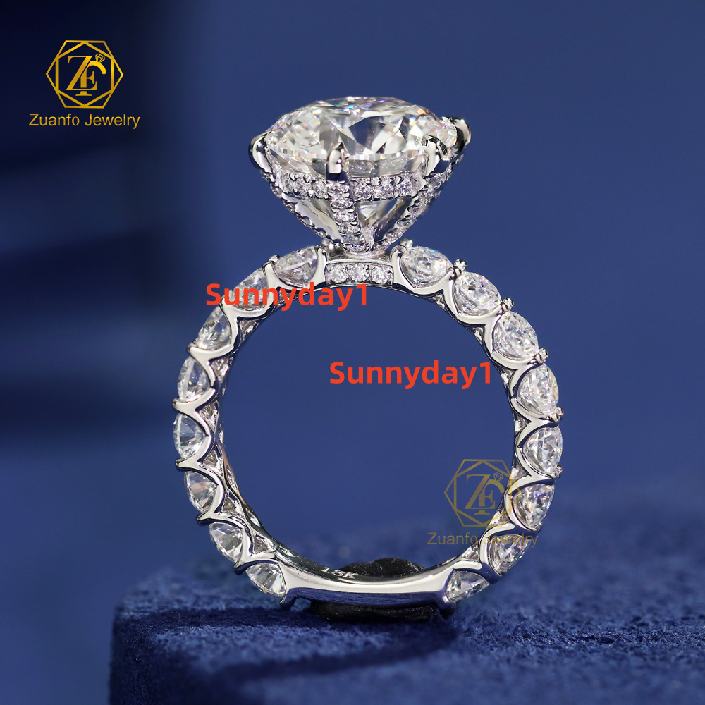 High Quality Custom 14K/18K Solid White Gold 1CT-5CT Round Cut Lab-Grown Diamond Ring IGI Certificate for Engagement Wedding