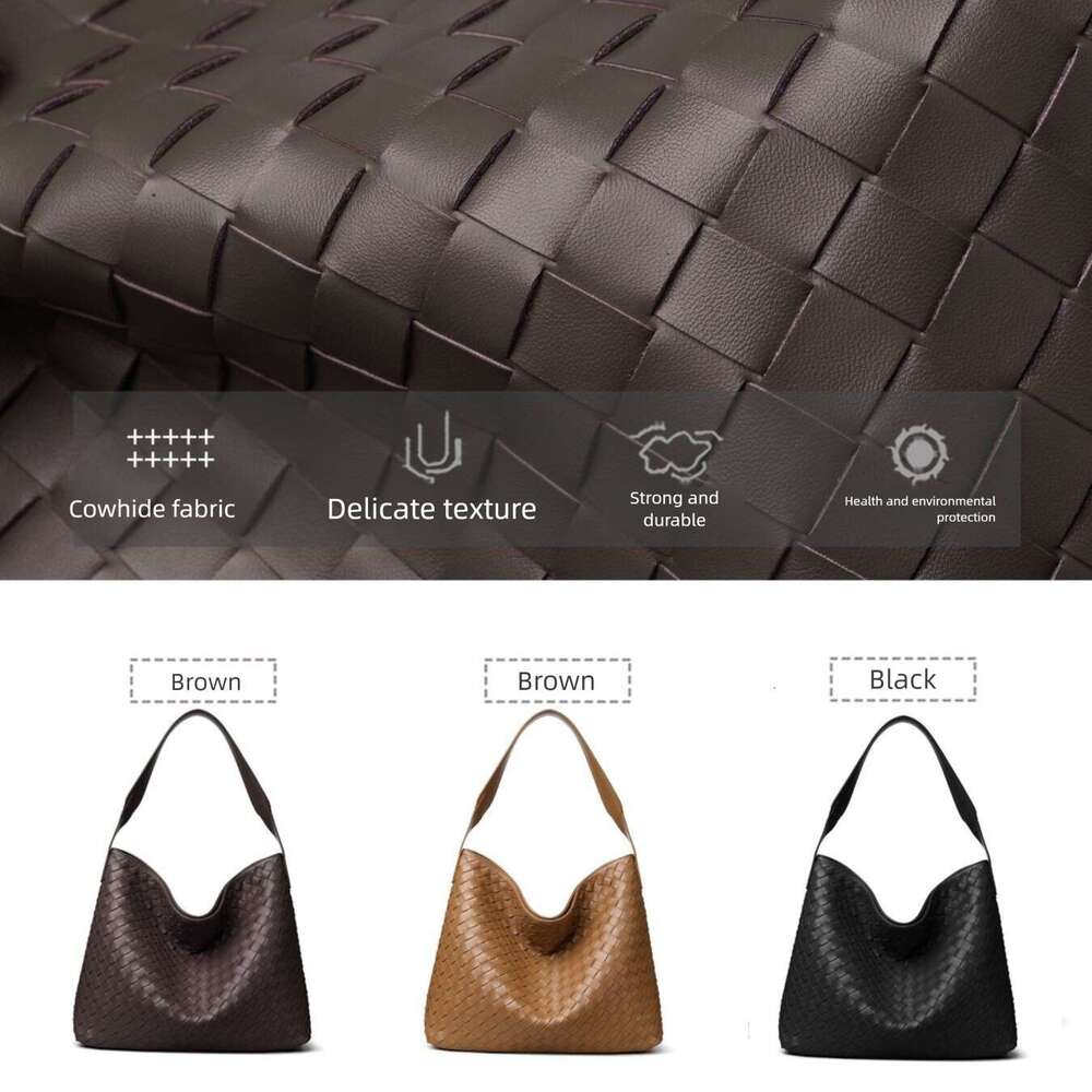 New Genuine Leather Bag Women Large Capacity Handbag Autumn Winter Luxury Fashion Woven Design Commute Shoulder Bag High End Daily Tote Bag SENYY