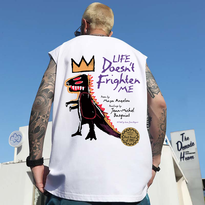 2026 Summer Men's Japanese Cartoon Print Tank Tops | White Athletic Sleeveless Tees for Layering & Inner Wear