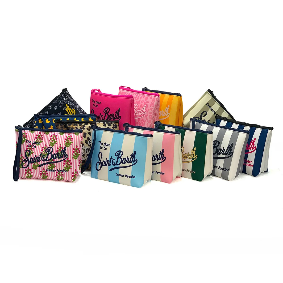 In stock 2026 diving material makeup bag large capacity waterproof storage toiletry bag womens handbag with stripes 260413