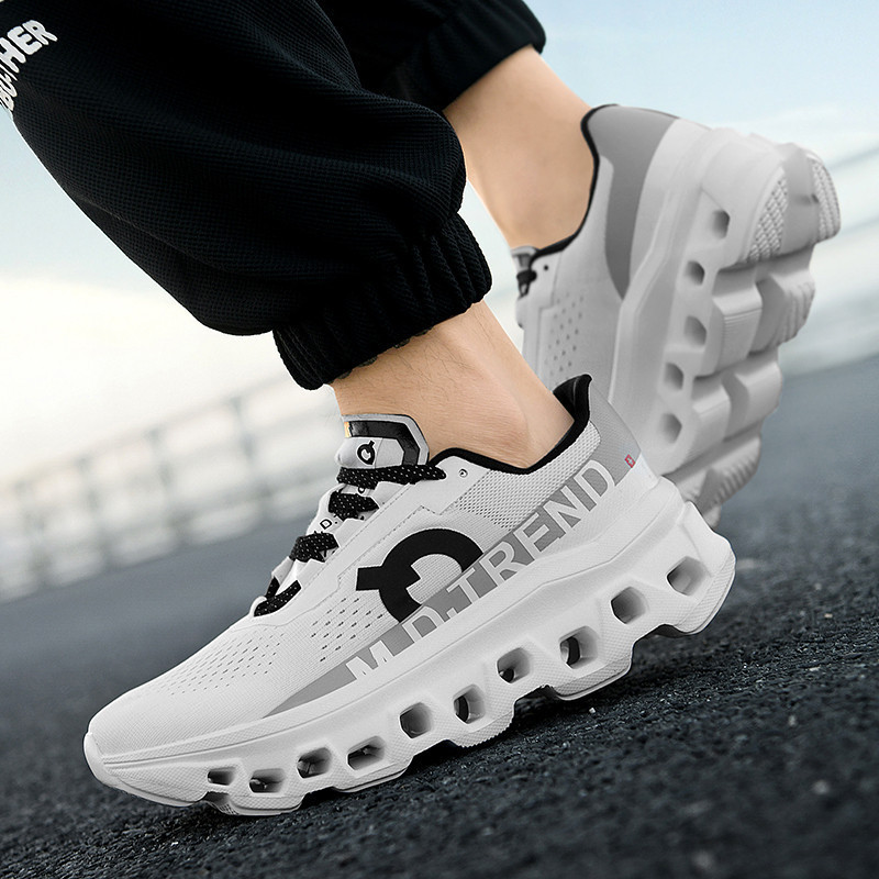Free shipping Men comfortable and trendy soft soled sports and leisure shoes men thick soled height increasing Educational Durable white