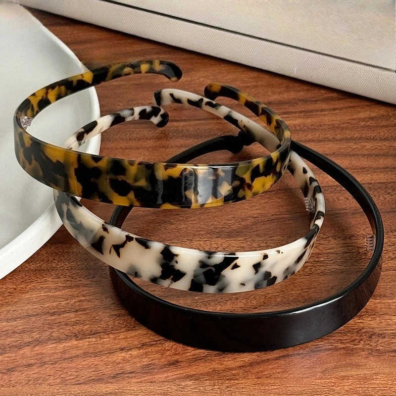 1pcs Sleek Thin Headband Women Chic Tortoise Shell Finish Trendy Accessory Stylish Edgy New Headwear For Daily Hair Styling Look H260414