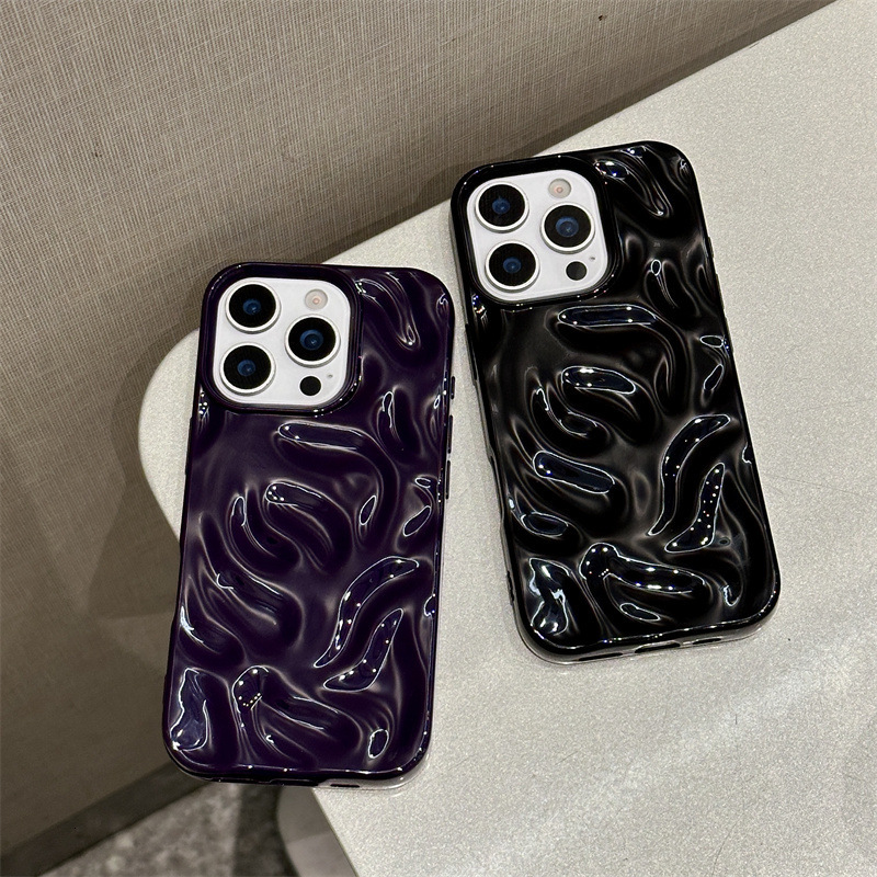 3D Meteorite Pattern Compatible with iPhone 17 Case Apple 16 Solid Color 14 Simple 15 Pro