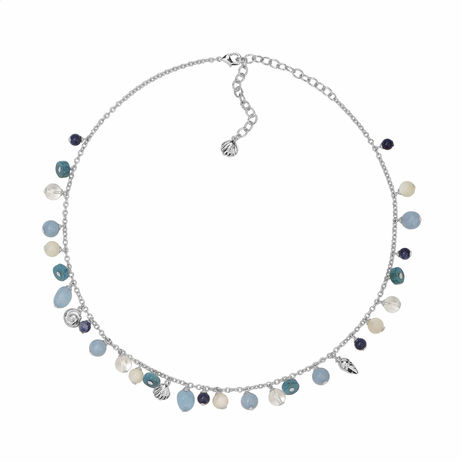 Geometric Round Dots White CZ Blue Turquoises Fashion Jewelry Charm Drop Women Choker Necklace 251023