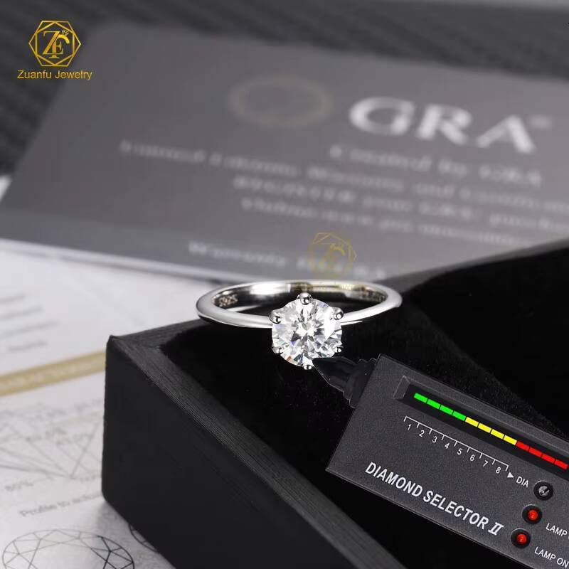 Fast Shipping 14K Solid Gold Classic Engagement Wedding Ring for Women 1CT Moissanite with Round Brilliant Cut Diamond