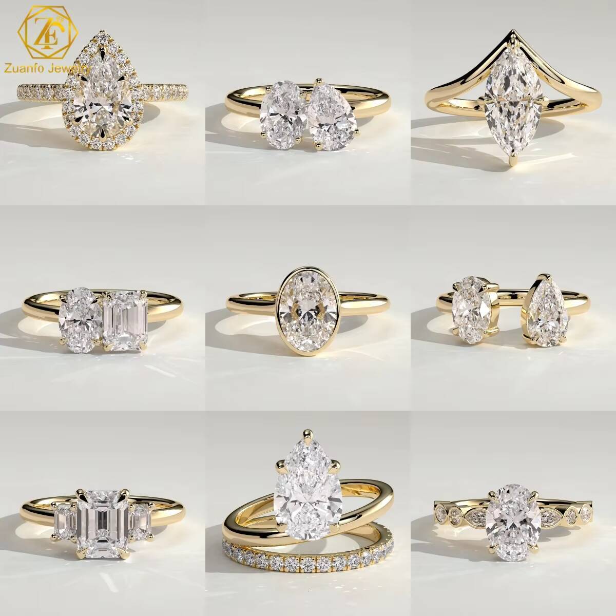 IGI Certified 5CT D VS1 Cvd Lab Grown Created Diamond 14K 18K Solid Gold Rings Pear Engagement Ring Jewelry for Women