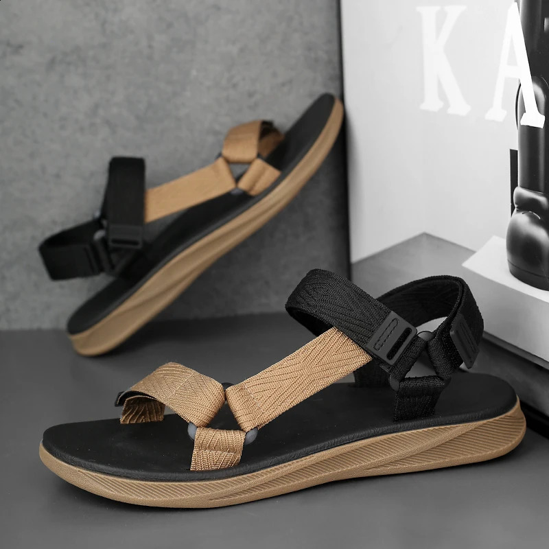 Summer Mens Sandals Outdoor Wadable Man Support Yoga Mat Gladiator Open Beach Slippers Antiskid Durable Flat Men Shoe Size40-45 260625 - view 5