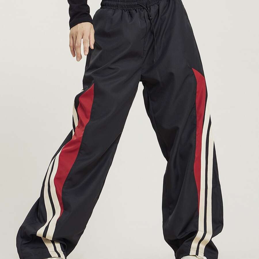 Y2k Harajuku Retro Street Jogger With Elastic Waist, Patchwork Design, High-Waisted Loose Wide-Leg Sports Pants Sweatpants Casual Pants Running pants