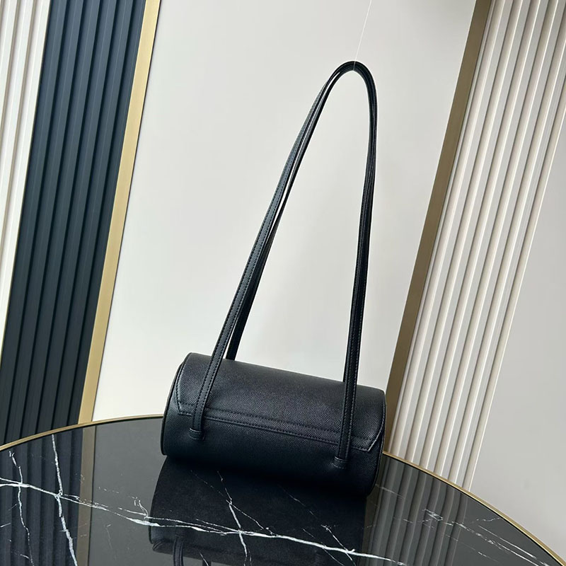 New Preppy Coco Luxury Flap Bowling Designer 2026P Barrel Shaped Underarm Shiny Calfskin Shoulder Vintage Handbag Fashion Totebag Hobo Bag