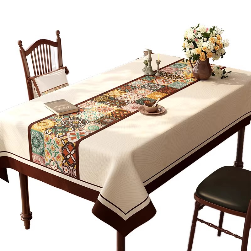 YL-38501 Custom-made premium-feel light luxury tablecloth, waterproof, oil-proof, heat-resistant, wash-free, new coffee table cloth/dining mat.