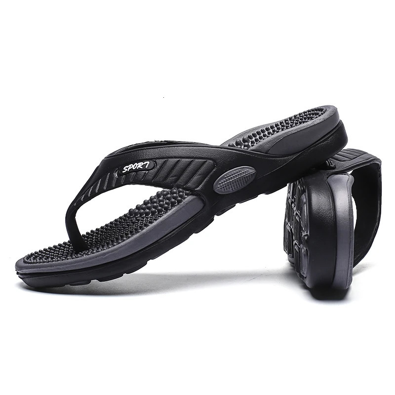 Massage Flip Flops for Men, Black and Red Thong Strap Massage Sandals, Breathable Injection Molding Outdoor Beach Shoes y260407 - view 7
