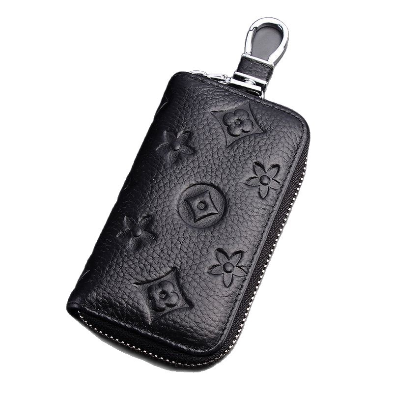 Luxury new cowhide texture key pouch with zipper, suitable for home use or waist hanging, multifunctional car storage large capacity coin purse