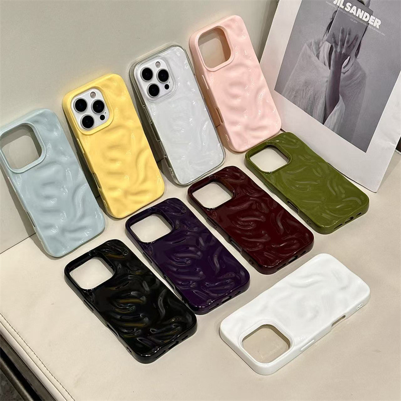 3D Meteorite Pattern Compatible with iPhone 17 Case Apple 16 Solid Color 14 Simple 15 Pro