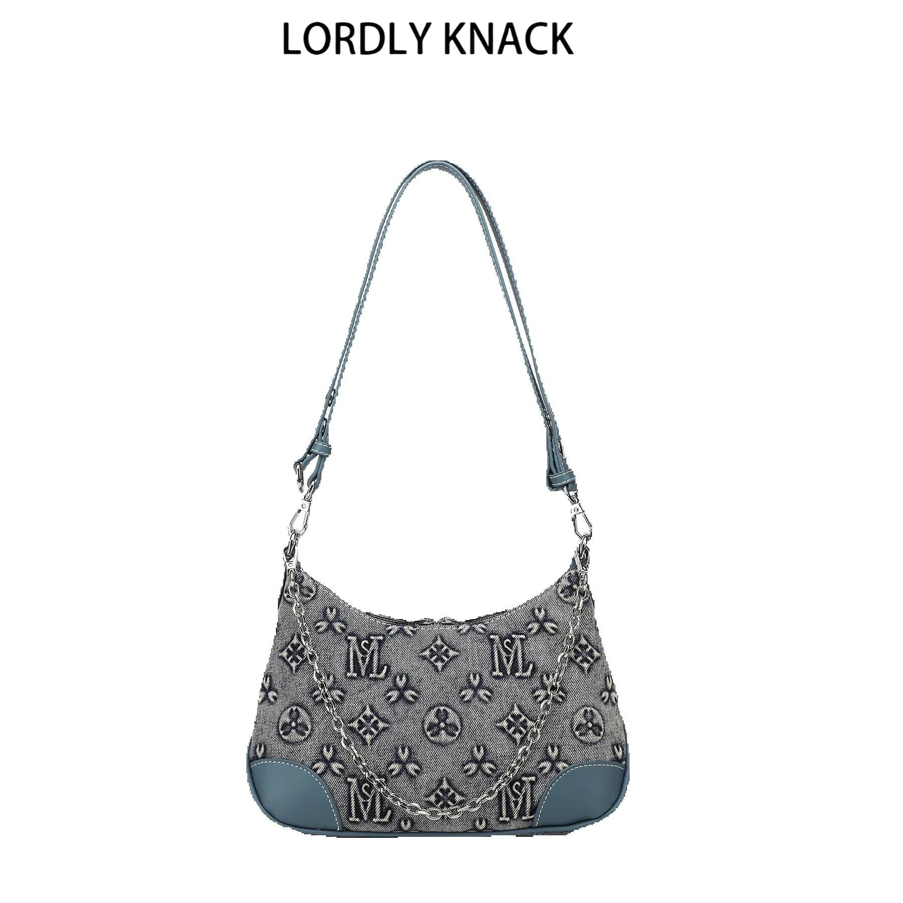 LORDLY KNACK New Niche Design High-End Denim Single Shoulder Underarm Chain Horn Fashion Handheld Crossbody Women's Bag - view 3