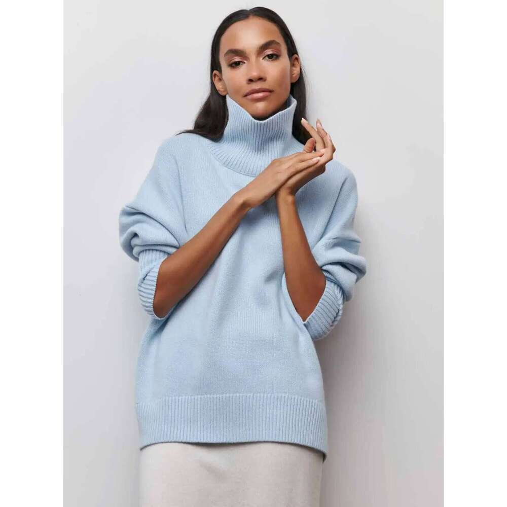 Autumn Women Turtleneck Sweater Oversized Elegant Thick Pullover Black Knitted Spring Female Jumper Long Sleeve Sweaters MAKOUFEI