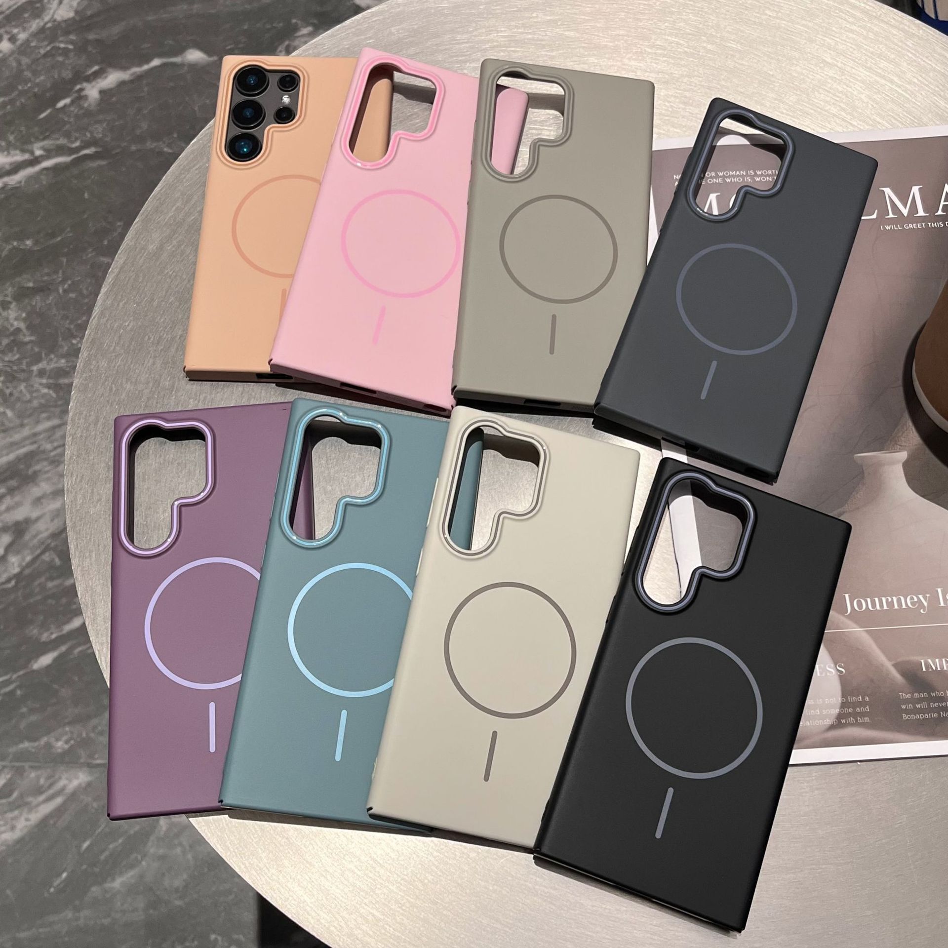 Fine Circle Magnetic Suitable for Samsung S25 Ultra Case New Ultra-thin Matte S23 High-end Feel S24 Solid Color Protective Cover