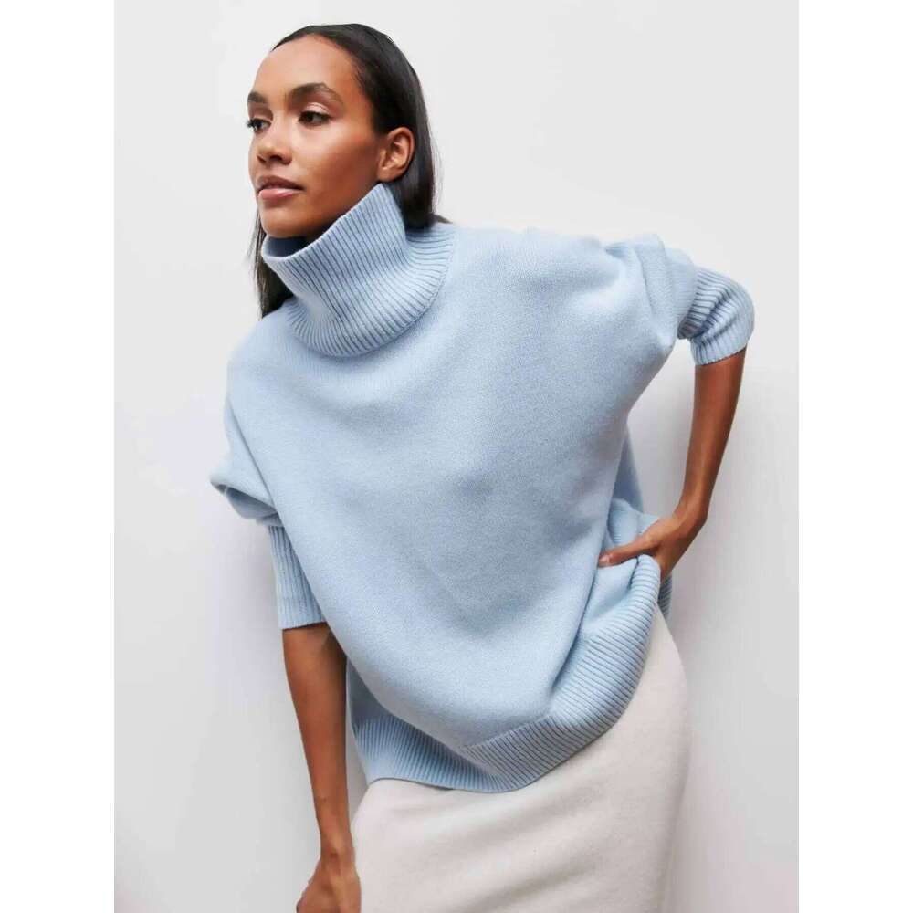 Autumn Women Turtleneck Sweater Oversized Elegant Thick Pullover Black Knitted Spring Female Jumper Long Sleeve Sweaters MAKOUFEI