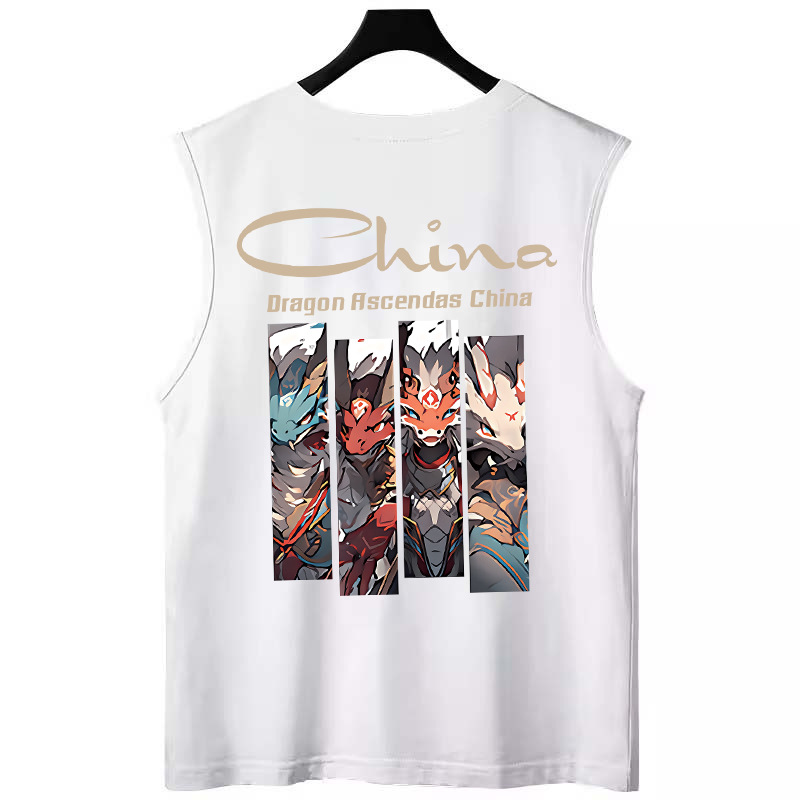 2026 Summer Men's Trendy Bear Print Tank Tops | Hong Kong Style Oversized Big & Tall Loose Couples Athletic Sleeveless Tees