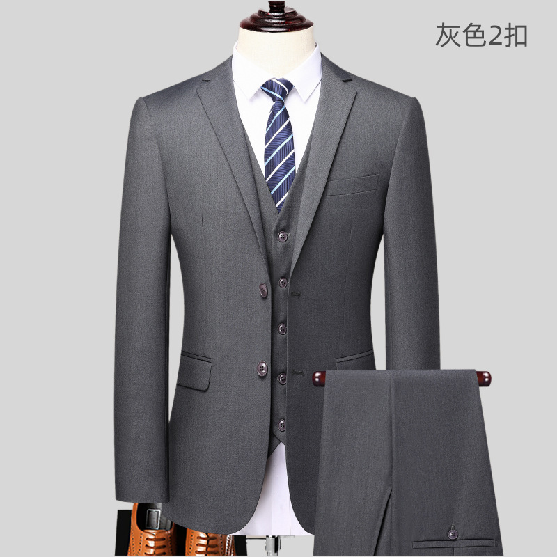 New Mens Suit Professional Blazer Suit for Men Office Work Professional Wear Black Navy Gray Two-Button Formal Trousers