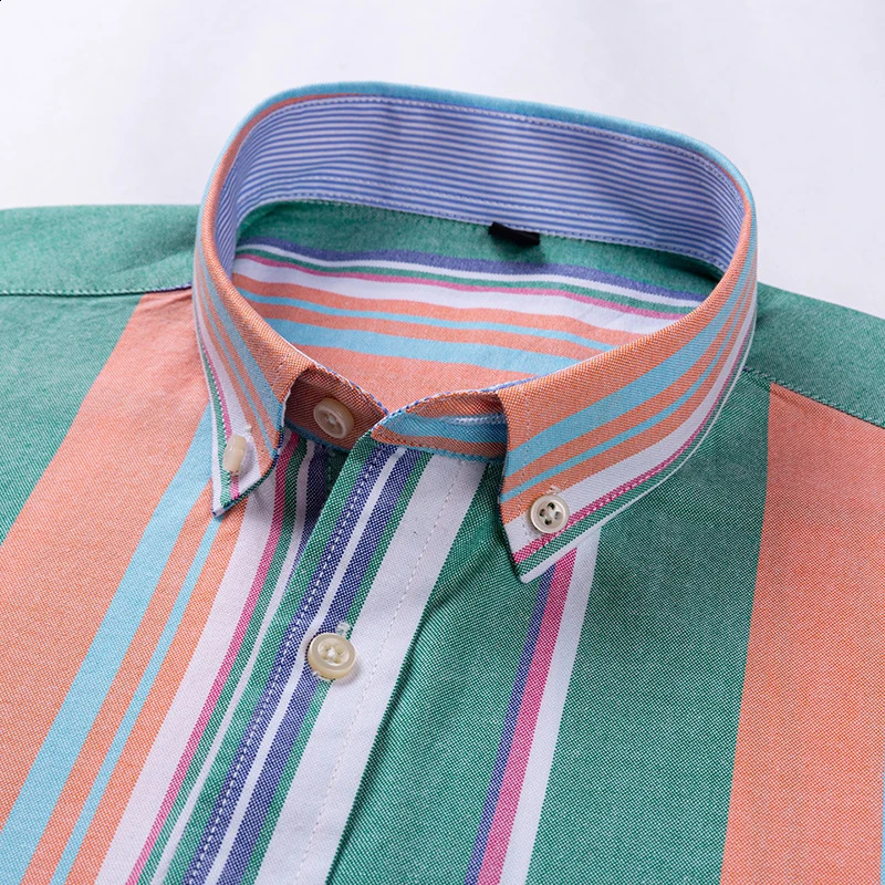 Mens Casual 100 Cotton Oxford Striped Pocket Long Sleeve Soft Buttoned Plaid Formal Male Clothes Oversized Shirt Plus Size 260410