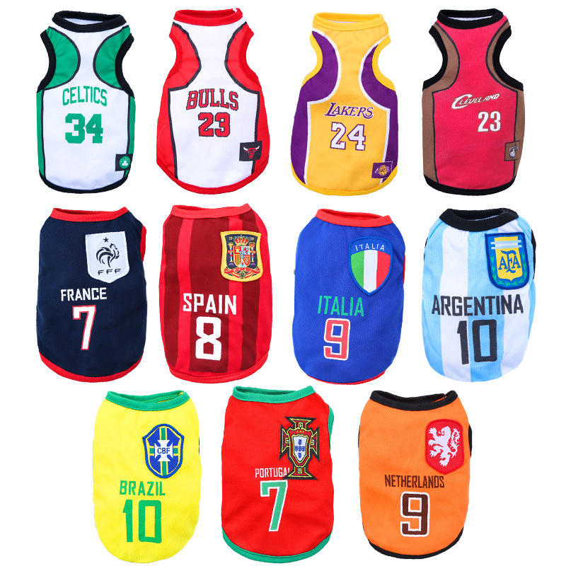 Dog Spring/Summer Mesh Vest, World Cup Jersey, Basketball Apparel, Small and Medium Dog & Cat Supplies