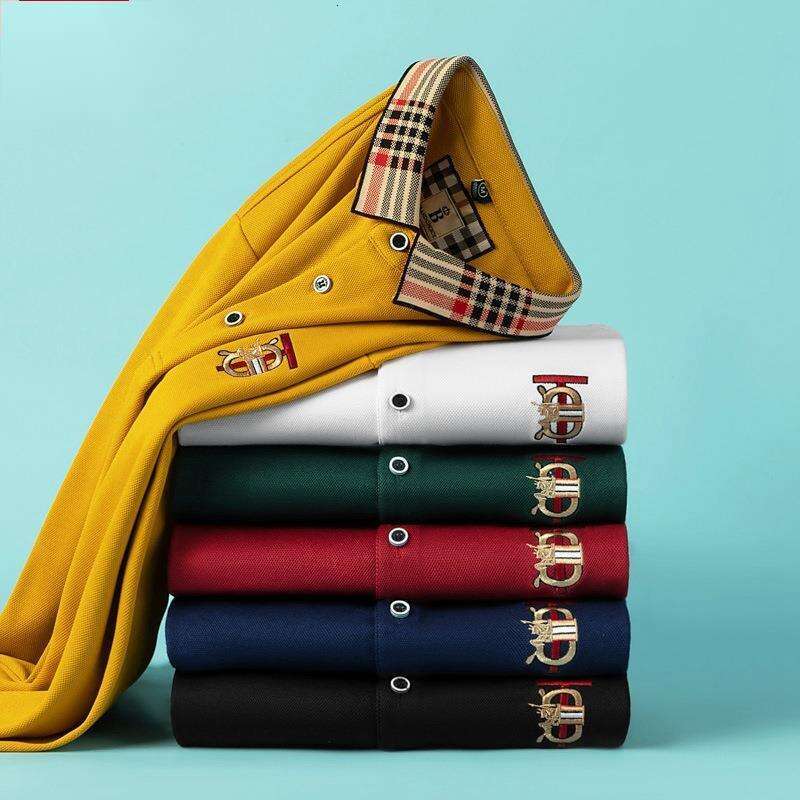 Clothing 2026 New Men Autumn Solid Color Embroidered Long Sleeve T-Shirt Daily Casual Slim Fit Business Men's Polo Shirt A