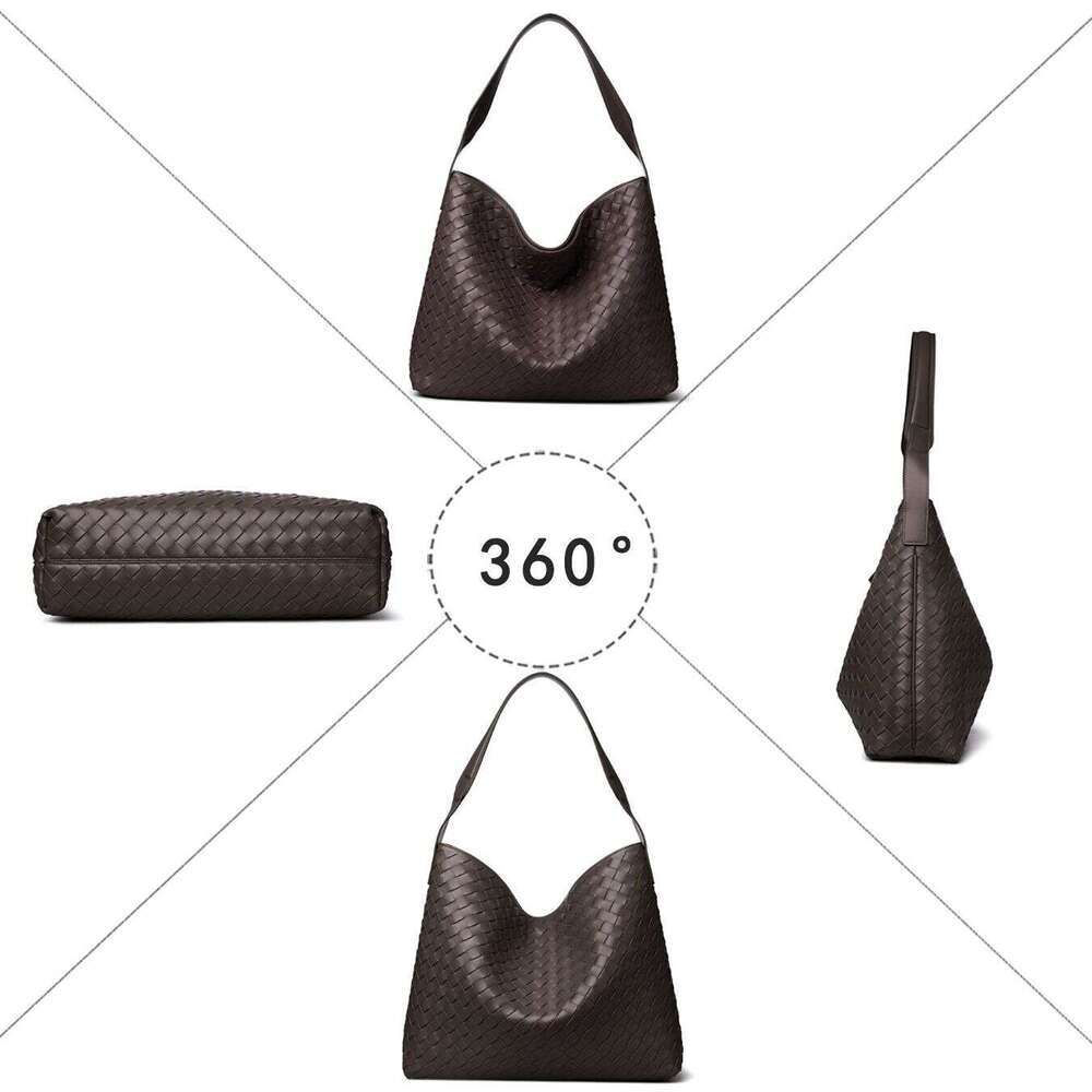 New Genuine Leather Bag Women Large Capacity Handbag Autumn Winter Luxury Fashion Woven Design Commute Shoulder Bag High End Daily Tote Bag SENYY