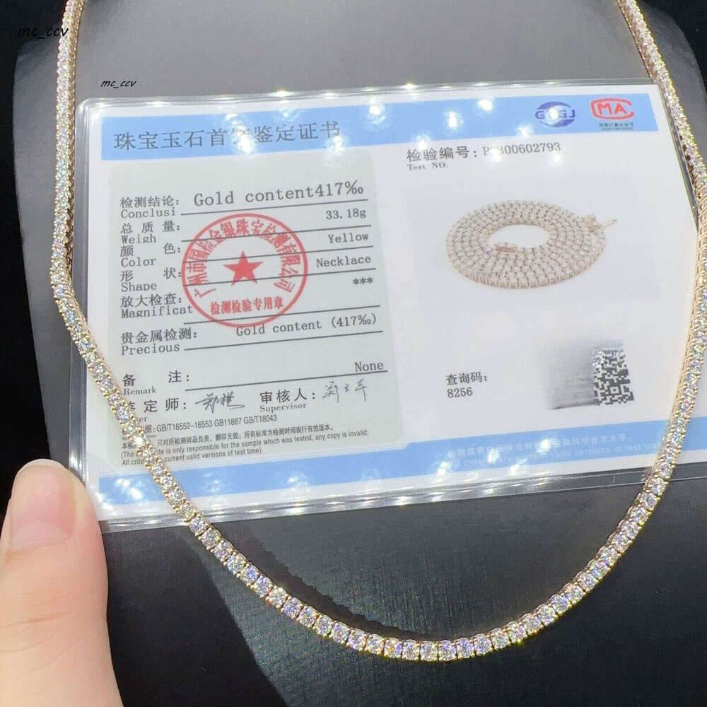 3MM Customized 10K Real Gold VVS Moissanite GRA Lab Diamond Iced Out Jewelry Moissanite Lab Diamond Tennis Chain