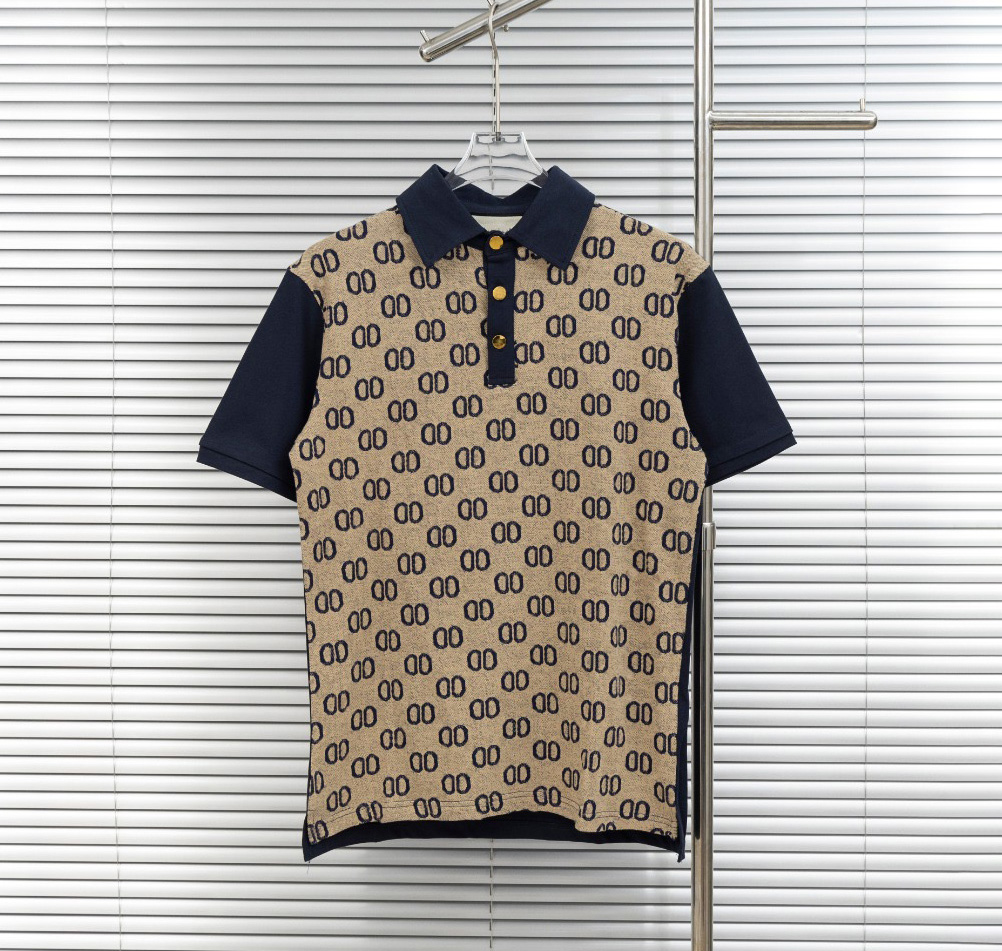 Designer brand high-quality men's T-shirt polo classic floral color blocked men's polo shirt breathable and comfortable casual business shirt