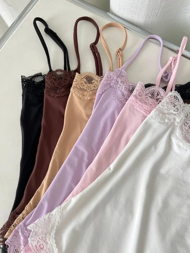 Lace Trim Slim Playsuits Woman High Elasticity Adjustable Strap Skinny Bodysuit Solid Fashion Streetwear Smooth One-piece Tops 260413