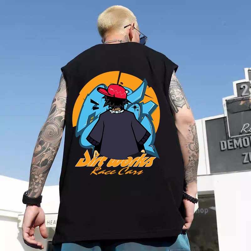 2026 Summer Men's American Fun Letter Print Cotton Tank Tops | Trendy Loose Couples Sleeveless Tees