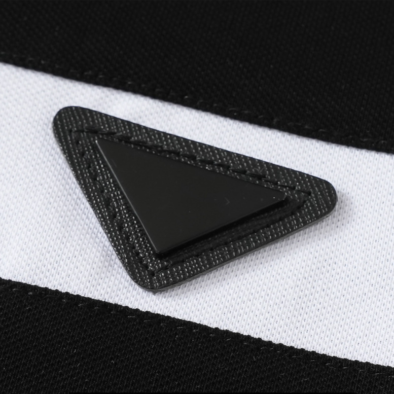 Black And White Striped Lapel Designer T-shirt Luxury Fashion Slim Fit Men's Business Short Sleeved Polo Shirt Outdoor Casual Trend Brand Versati