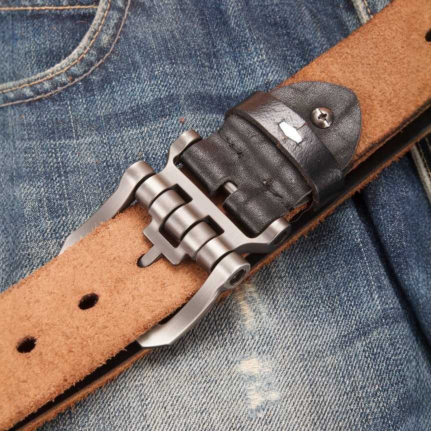 Men's belt made of genuine cowhide with mechanical buckle for casual and versatile wear. This belt is trendy and suitable for all occasions. X260