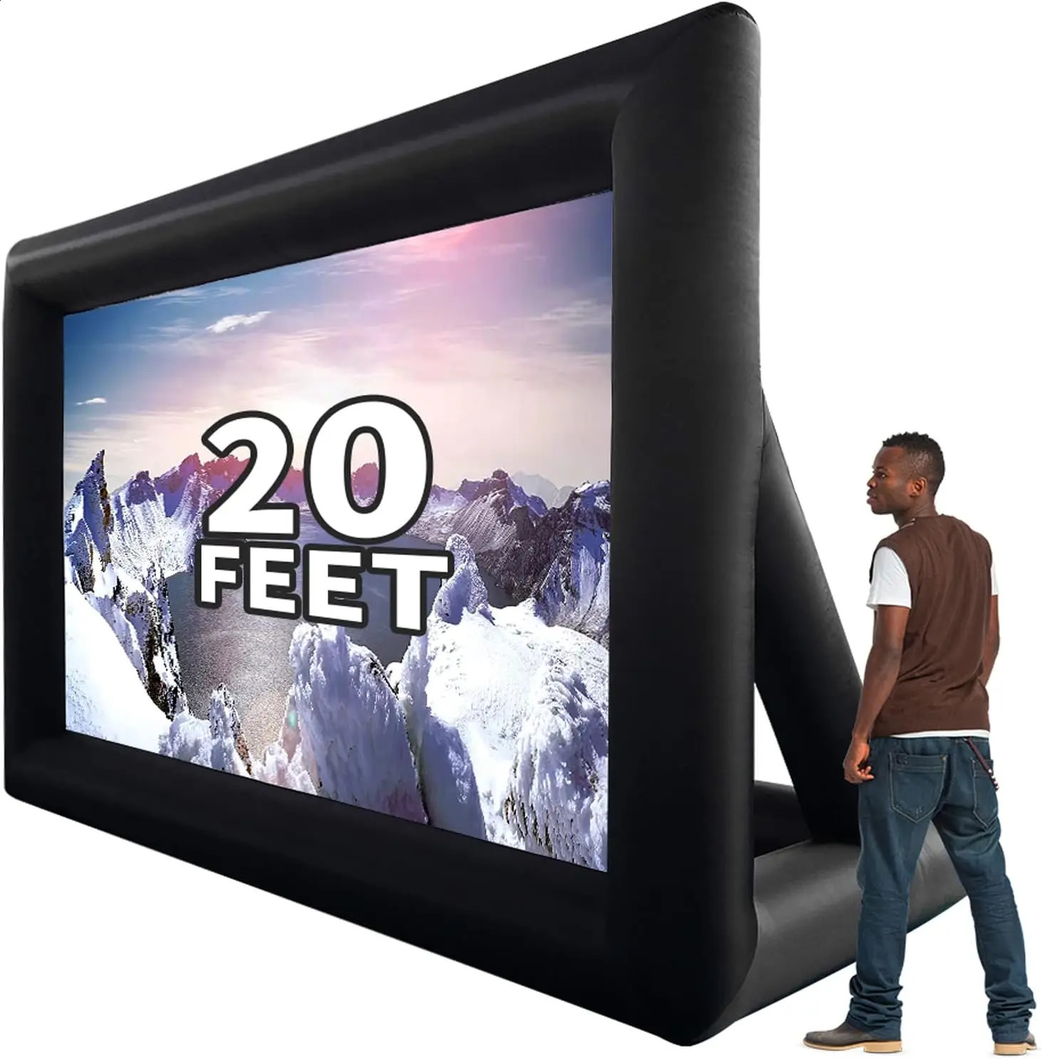 20ft Inflatable Projector Screen Portable for Outdoor Movies Front Rear Projection with Blower and Accessories 260414
