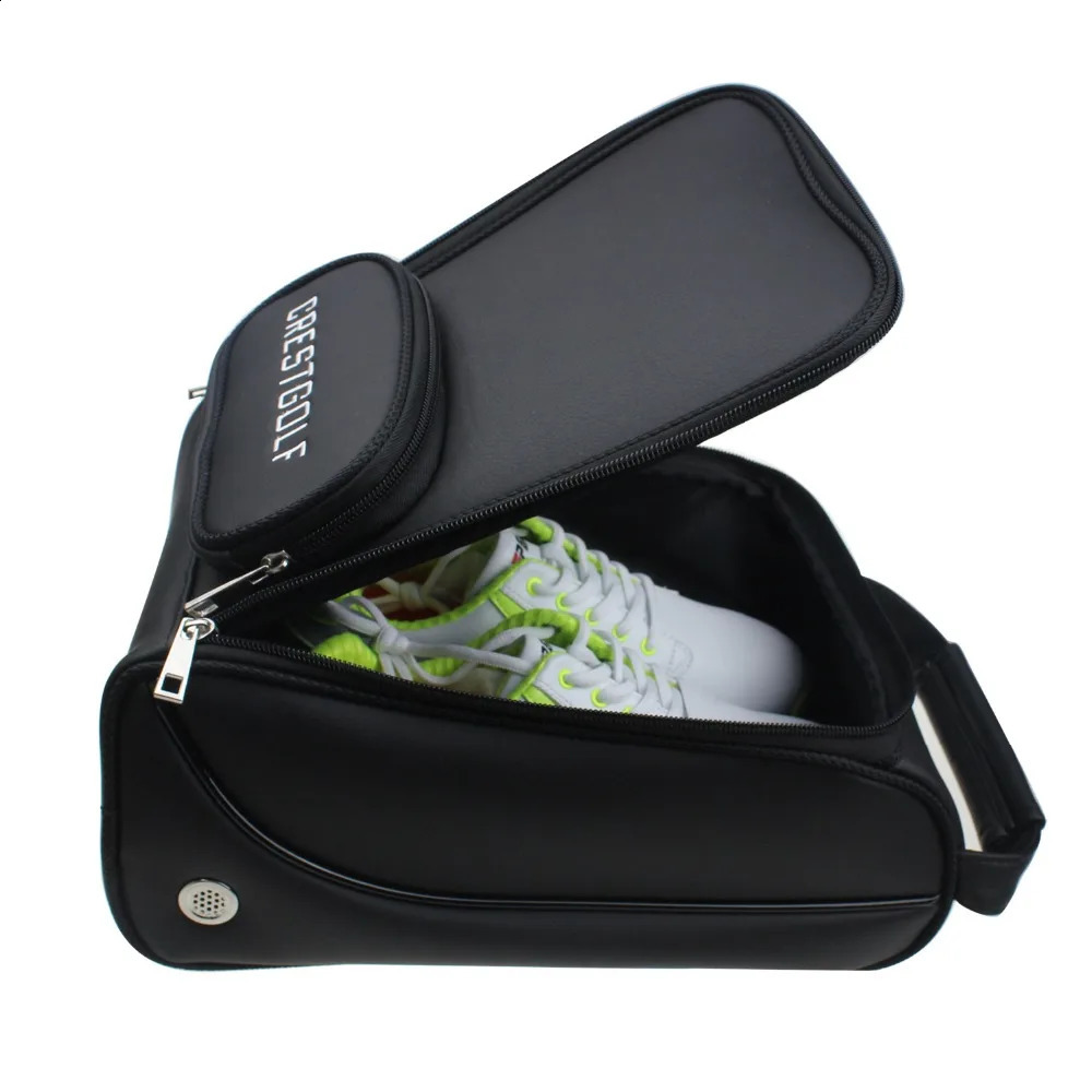 CRESTGOLF Women And Mens Golf Shoes Bag PU Leather Portable Golf Sports Shoes Bag 260413