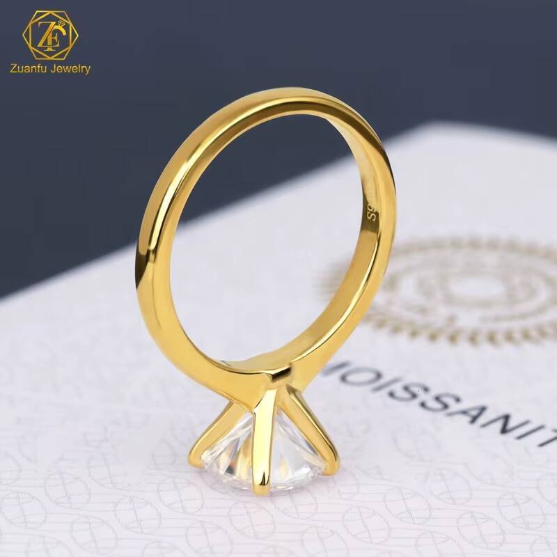 Classics Design Moissanite Ring 8mm 2ct Womens 925 Sterling Silver Wedding Jewelry Party Gift Elegant Stone 925 Sterling Silver