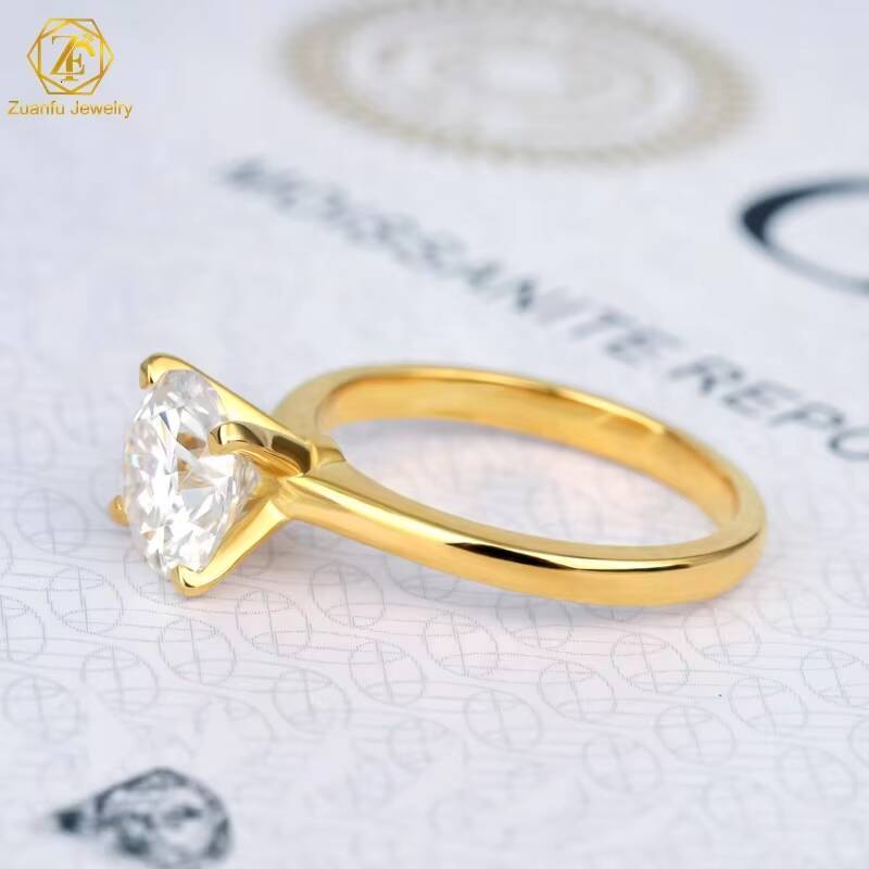 Classics Design Moissanite Ring 8mm 2ct Womens 925 Sterling Silver Wedding Jewelry Party Gift Elegant Stone 925 Sterling Silver