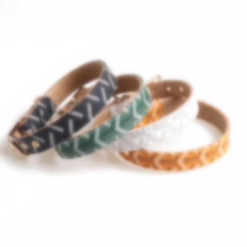Classic Printed Designer Pet Collar & Leash, Soft & Durable Cat Collar, Suitable for Small, Medium and Large Dogs, Faux Leather Double-Layer Dog Colla
