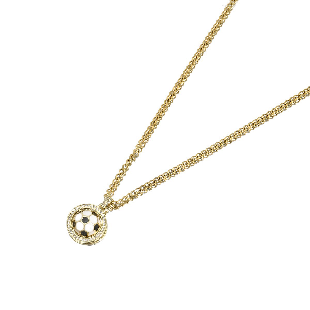 New European and American style copper-plated real gold zircon World Cup football pendant necklace, cross-border titanium steel chain fashion accessor - view 6