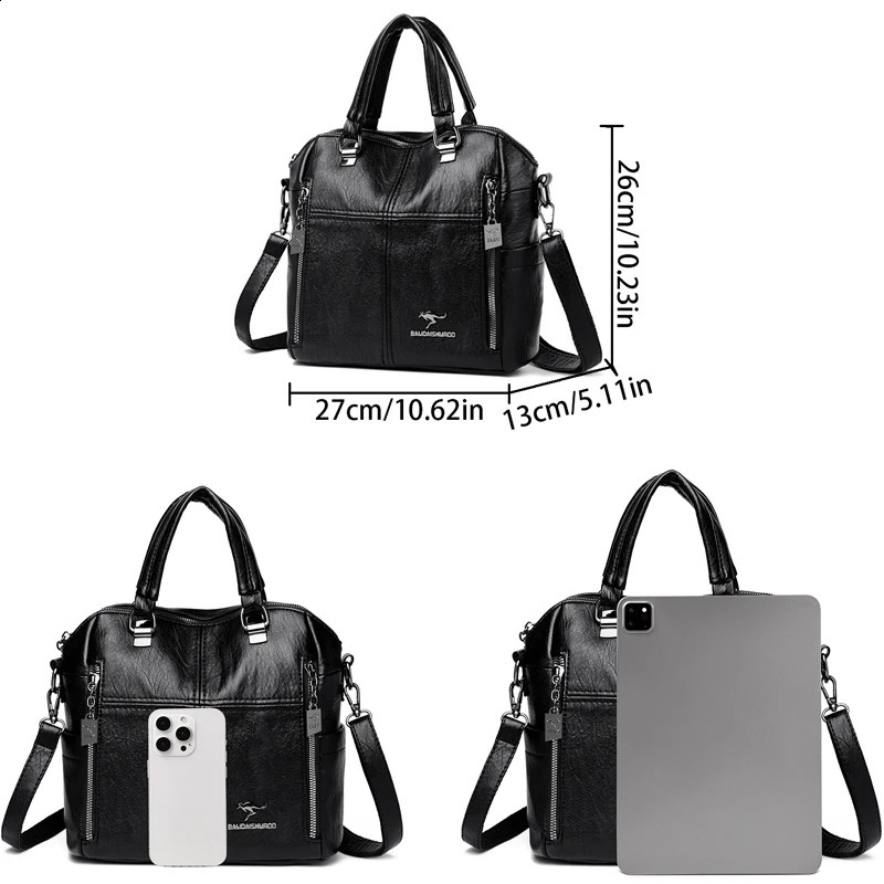 High Quality Leather Backpack Women Shoulder Bags Multifunction Travel Backpack School Bags for Girls Bagpack Mochila 260413 - view 4