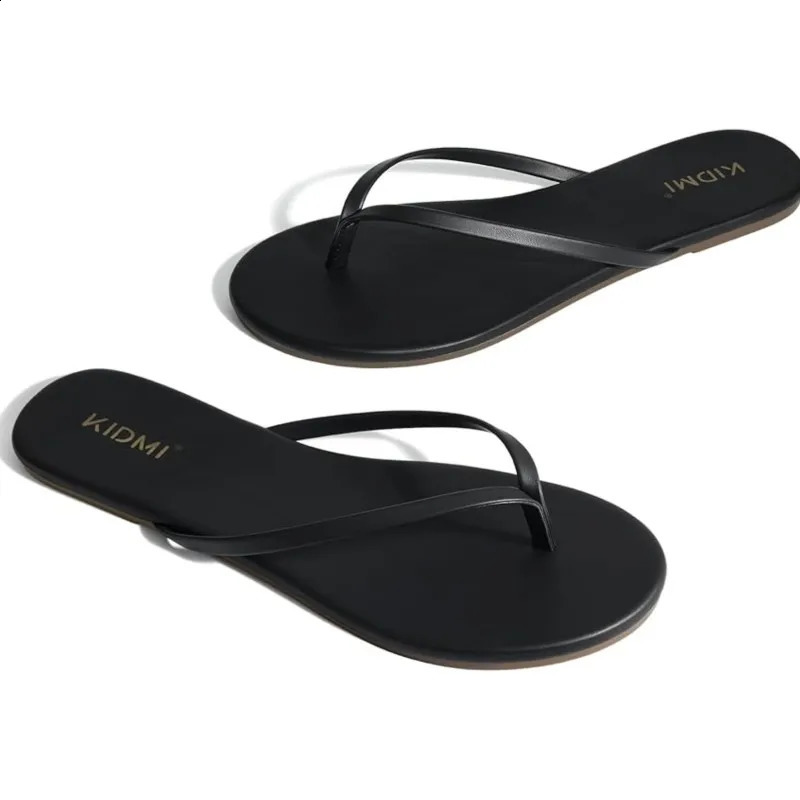 Comwarm 2026 Thong Flip Flops for Women Summer Beach Sandals Vegan Leather Fashion Flat Slippers with Rubber Sole 260414