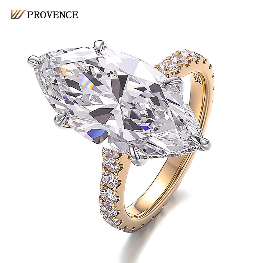 High Jewelry 18K 14K Solid Yellow Gold Marquise Cut IGI Certified Lab Diamond Engagement Rings for Women Valentines Day Gift